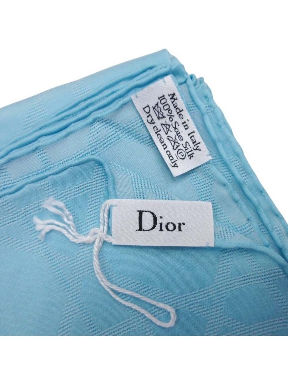 Dior Cannage Silk Jacquard Shawl Light Blue Scarf - Picture 6 of 7